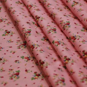 Ткань поплин букет d180 светло-розовый